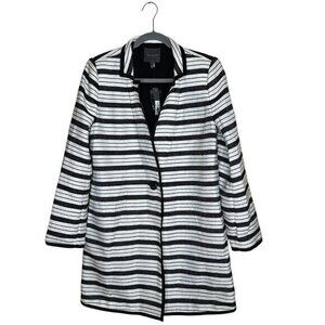 The Limited Black White Stripe Career Long Tweed Blazer Size 8 NWT One Button